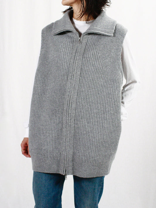 ADAWAS / ULTRA FINE WOOL ZIP VEST / CLOUD / ADWS-401-48