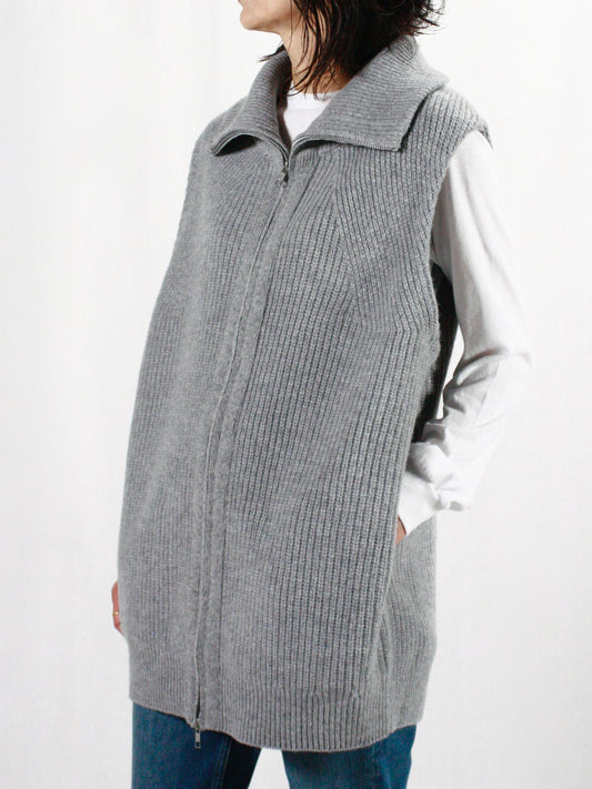 ADAWAS / ULTRA FINE WOOL ZIP VEST / CLOUD / ADWS-401-48