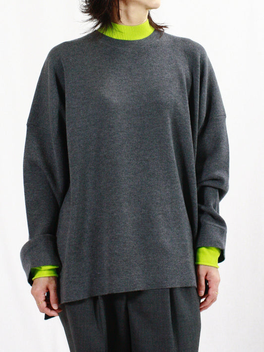 ENFÖLD / LAYERED NECK BOX PULLOVER / C.GRAY / 300HA270-2240