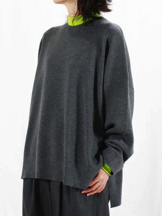 ENFÖLD / LAYERED NECK BOX PULLOVER / C.GRAY / 300HA270-2240