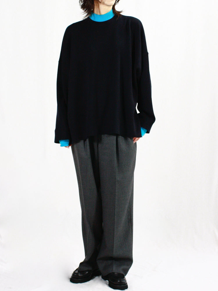 ENFÖLD / LAYERED NECK BOX PULLOVER / D.NAVY / 300HA270-2240