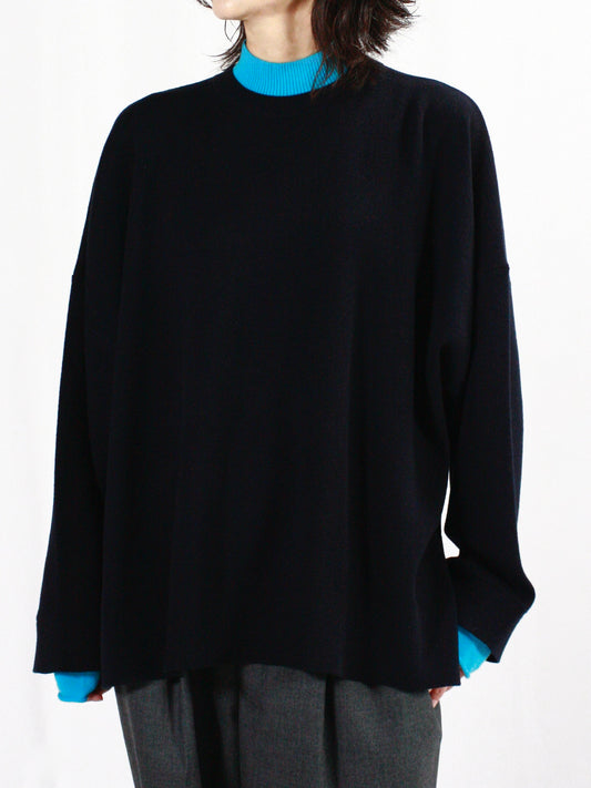 ENFÖLD / LAYERED NECK BOX PULLOVER / D.NAVY / 300HA270-2240