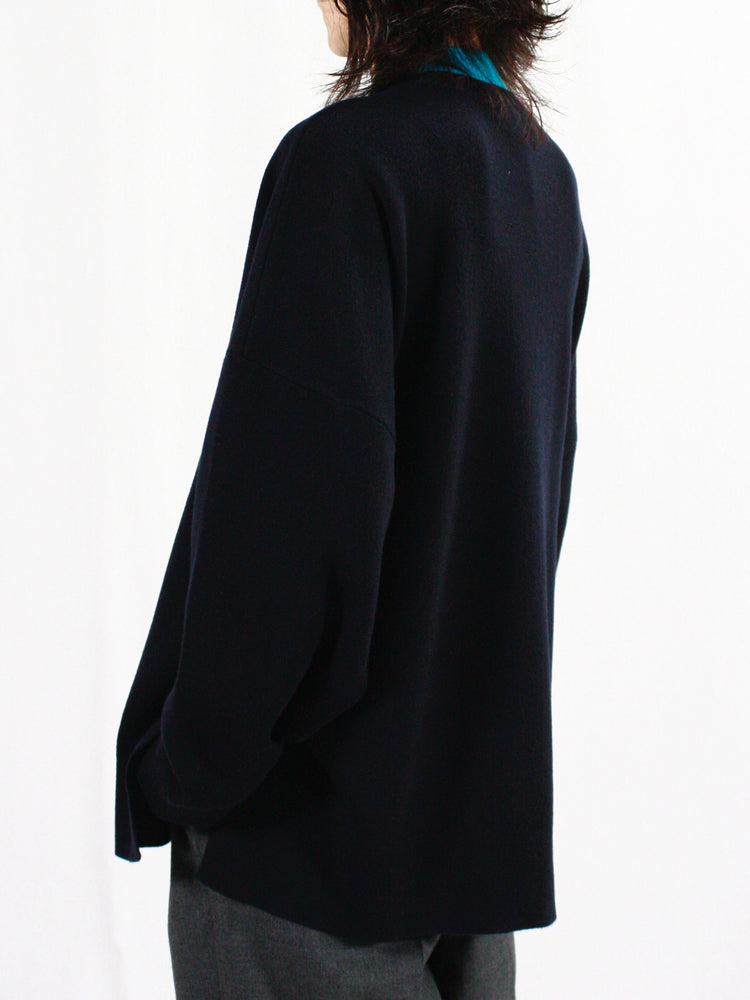 ENFÖLD / LAYERED NECK BOX PULLOVER / D.NAVY / 300HA270-2240