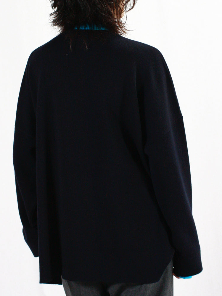 ENFÖLD / LAYERED NECK BOX PULLOVER / D.NAVY / 300HA270-2240