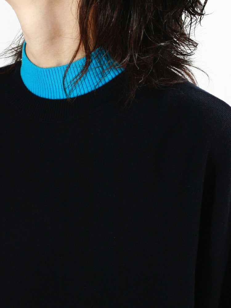 ENFÖLD / LAYERED NECK BOX PULLOVER / D.NAVY / 300HA270-2240