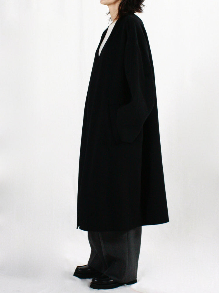 ENFÖLD / NO-COLLAR WIDE COAT / BLACK / 300HA130-1650