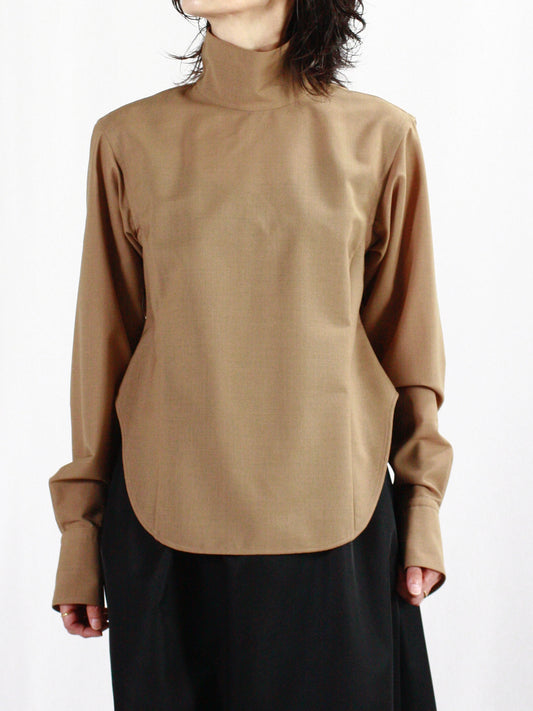 BOWTE / WORSTED STAND COLLAR SHIRT / BEIGE / 242-01-0007