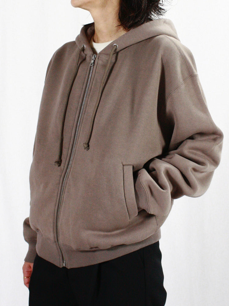 AURALEE / SMOOTH SOFT SWEAT ZIP PARKA / OLIVE BROWN / A24AP05IU