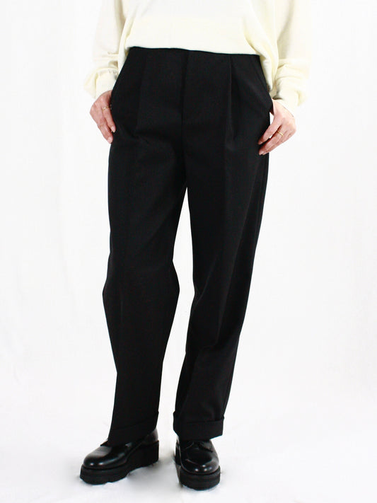 THE SHINZONE / DOUBLE CUFF TROUSERS / BLACK / 24AMSPA06