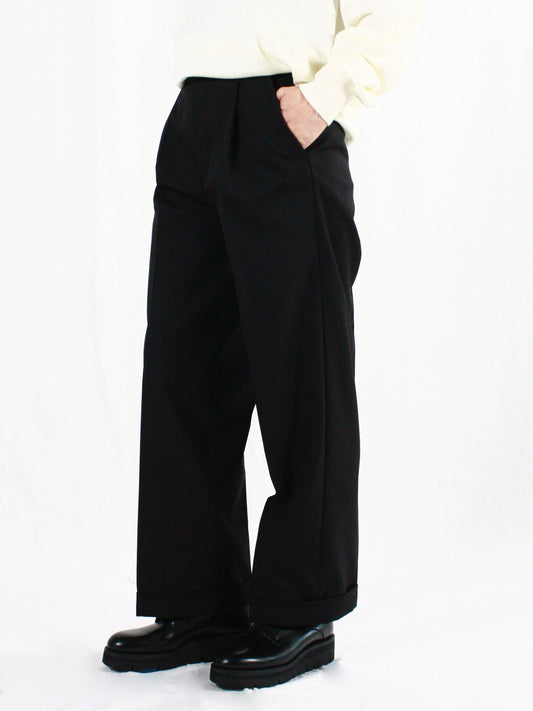 THE SHINZONE / DOUBLE CUFF TROUSERS / BLACK / 24AMSPA06