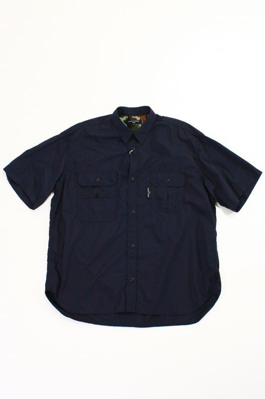 COMME des GARCONS HOMME / ナイロンタイプライター S/S SHIRT・NAVY・HM-B021