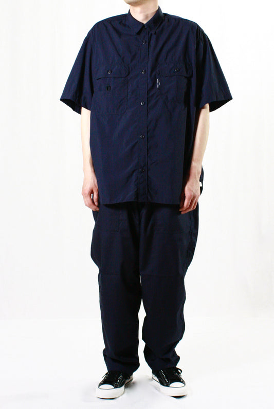 COMME des GARCONS HOMME / ナイロンタイプライター S/S SHIRT・NAVY・HM-B021