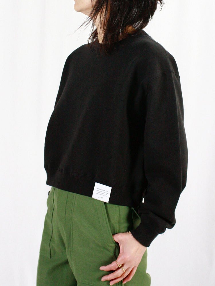 HYKE / CROPPED SWEAT SHIRT / Black / 12413