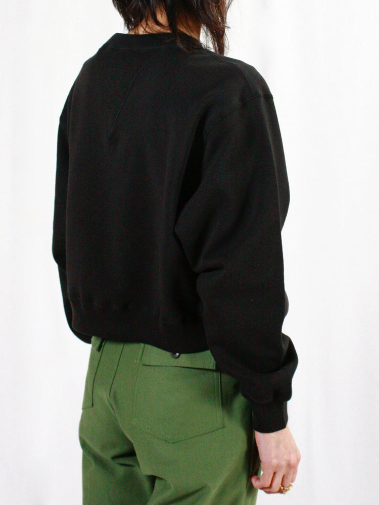 HYKE / CROPPED SWEAT SHIRT / Black / 12413