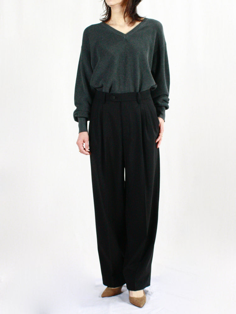 ESLOW / WOOL TORO THREE TUCKED PANTS / BLACK / A2051FP206