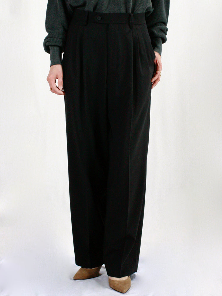 ESLOW / WOOL TORO THREE TUCKED PANTS / BLACK / A2051FP206