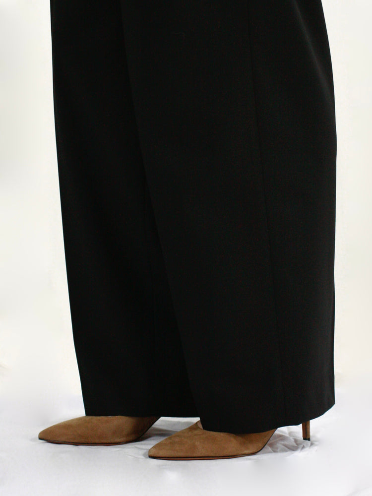 ESLOW / WOOL TORO THREE TUCKED PANTS / BLACK / A2051FP206