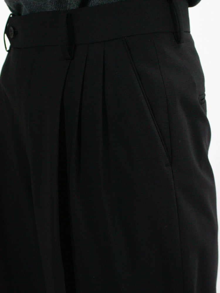 ESLOW / WOOL TORO THREE TUCKED PANTS / BLACK / A2051FP206