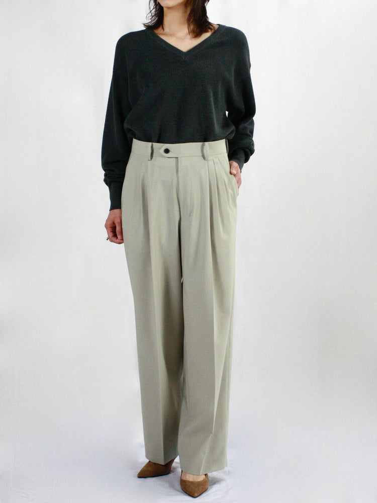 ESLOW / WOOL TORO THREE TUCKED PANTS / LIGHT BEIGE / A2051FP206