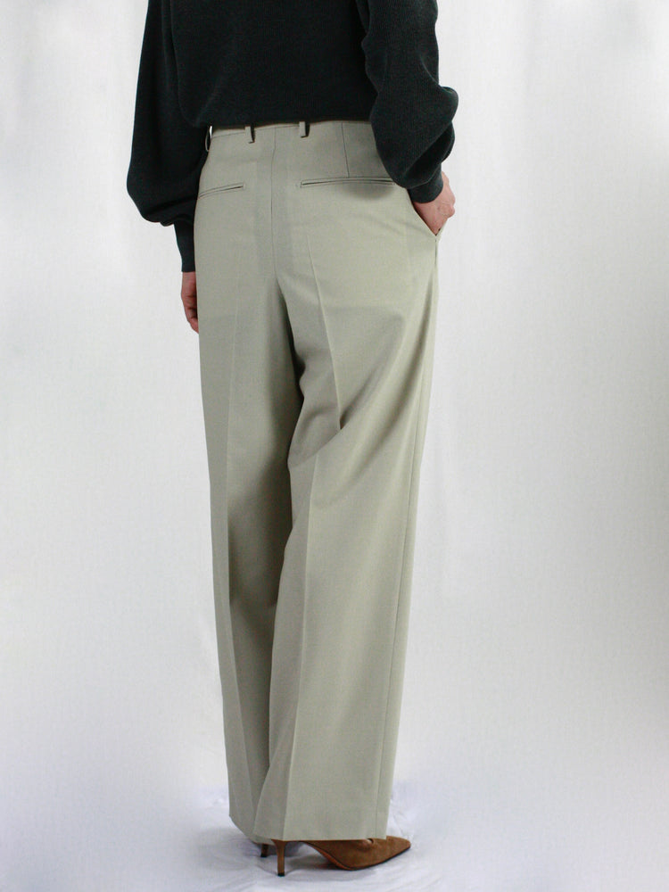 ESLOW / WOOL TORO THREE TUCKED PANTS / LIGHT BEIGE / A2051FP206