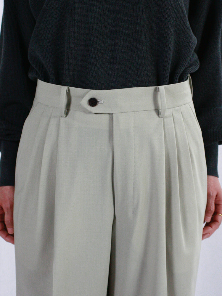 ESLOW / WOOL TORO THREE TUCKED PANTS / LIGHT BEIGE / A2051FP206