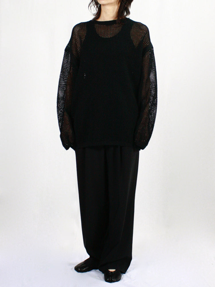 ESLOW / PAPER COTTON KNIT C/N TOP / BLACK / A2051KSW001