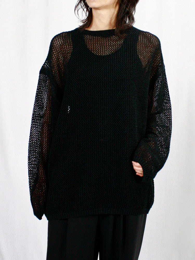 ESLOW / PAPER COTTON KNIT C/N TOP / BLACK / A2051KSW001