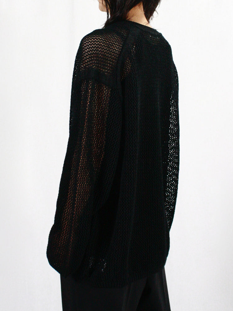 ESLOW / PAPER COTTON KNIT C/N TOP / BLACK / A2051KSW001