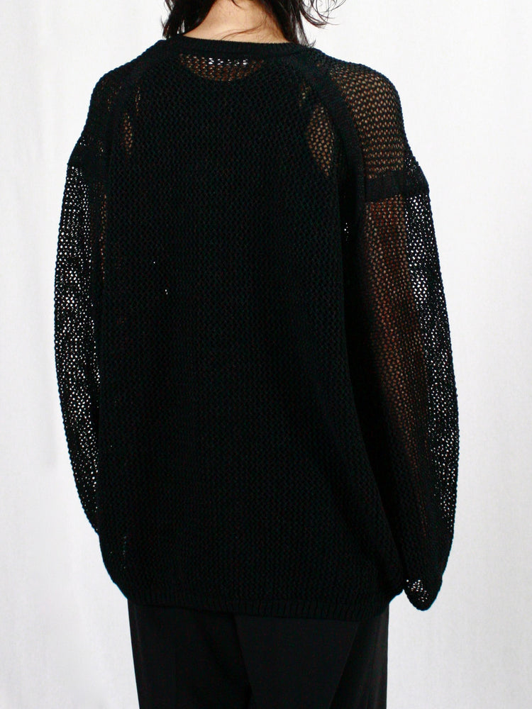 ESLOW / PAPER COTTON KNIT C/N TOP / BLACK / A2051KSW001