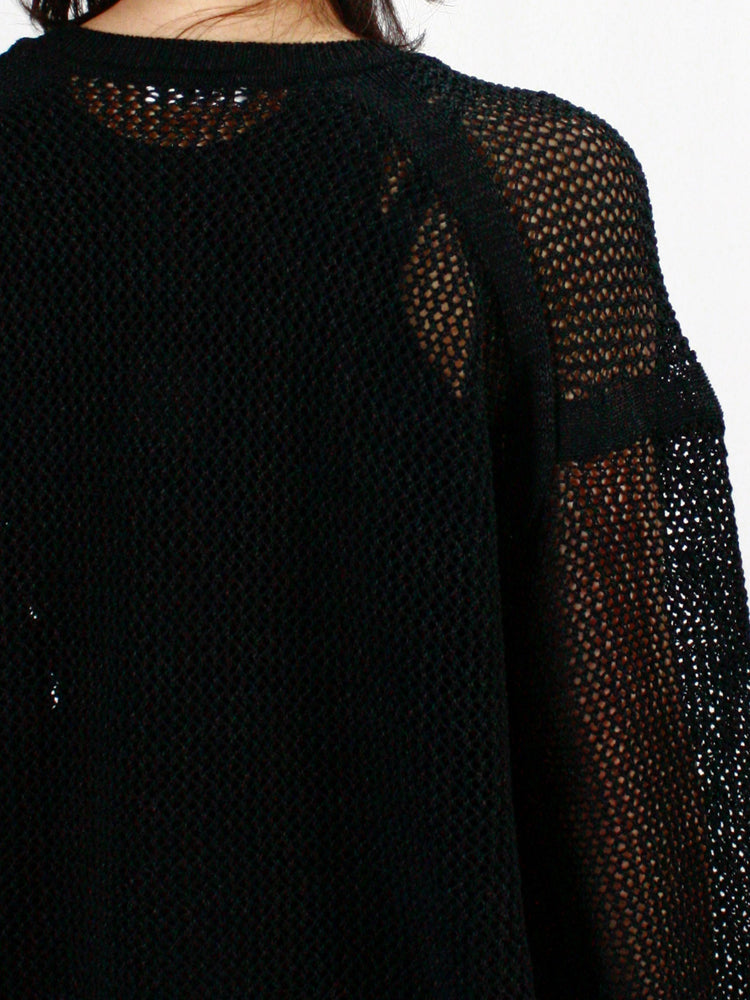 ESLOW / PAPER COTTON KNIT C/N TOP / BLACK / A2051KSW001