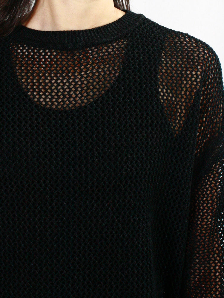 ESLOW / PAPER COTTON KNIT C/N TOP / BLACK / A2051KSW001