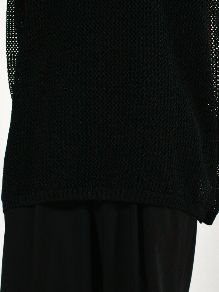 ESLOW / PAPER COTTON KNIT C/N TOP / BLACK / A2051KSW001