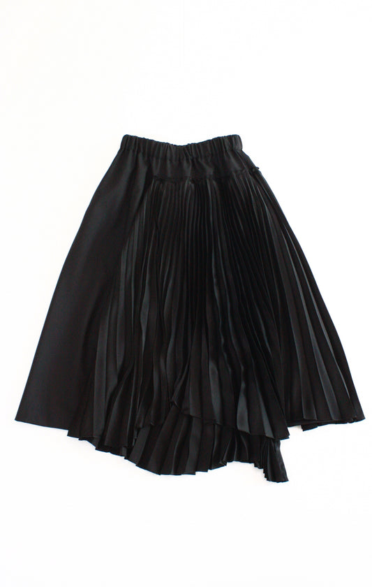 noir kei ninomiya / ウールトロ×エステルサテンプリーツスカート・BLACK