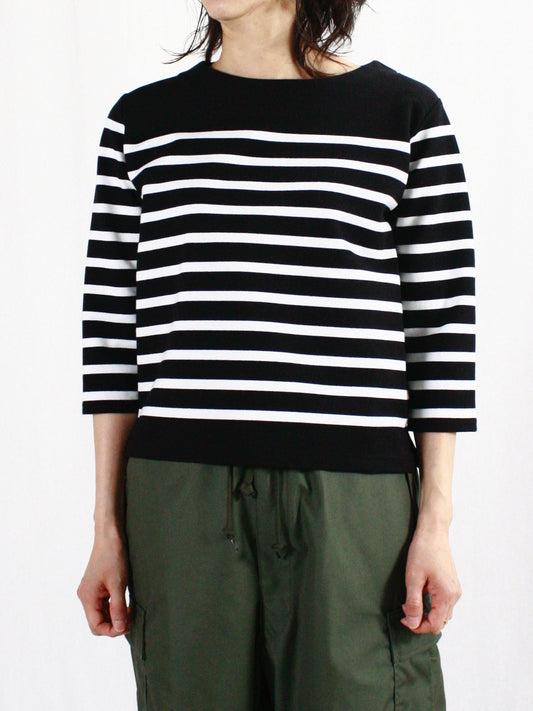 HYKE / BASQUE SHIRT / BLACK WHITE / 12402