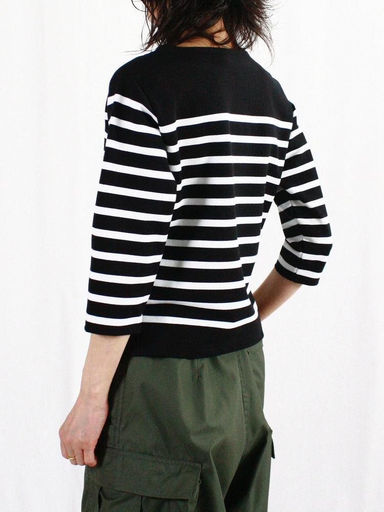 HYKE / BASQUE SHIRT / BLACK WHITE / 12402