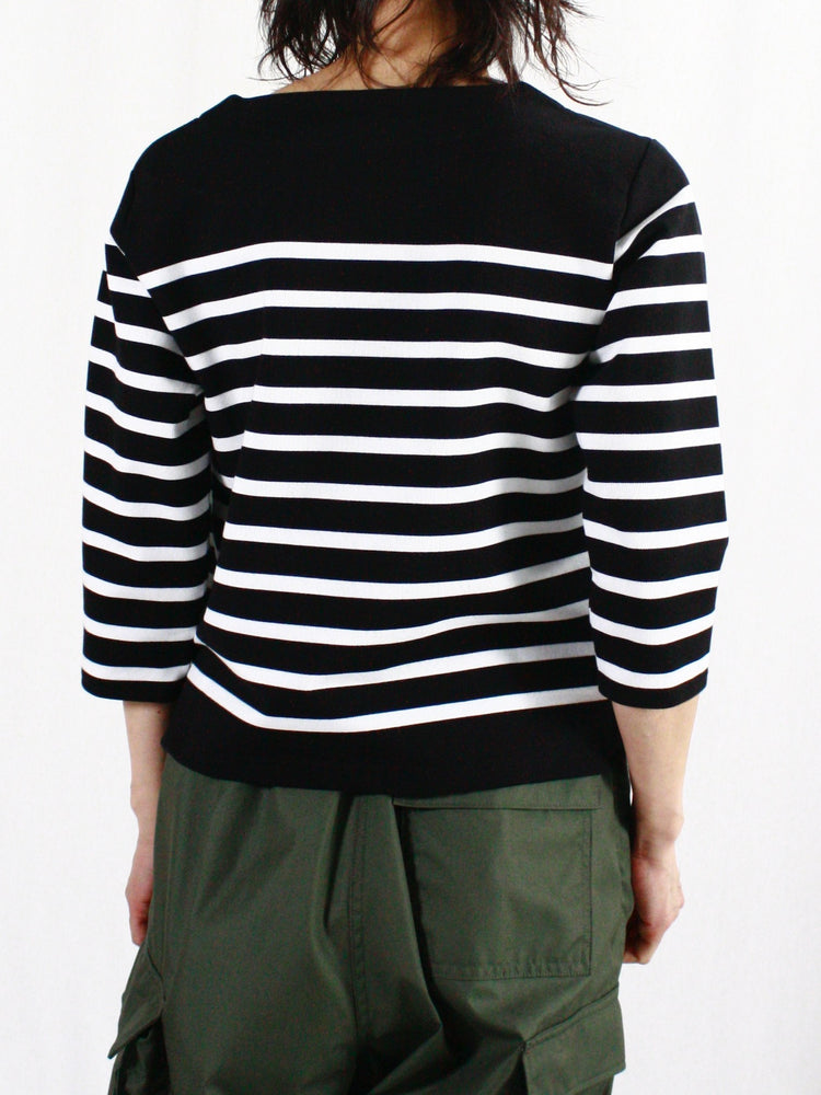 HYKE / BASQUE SHIRT / BLACK WHITE / 12402