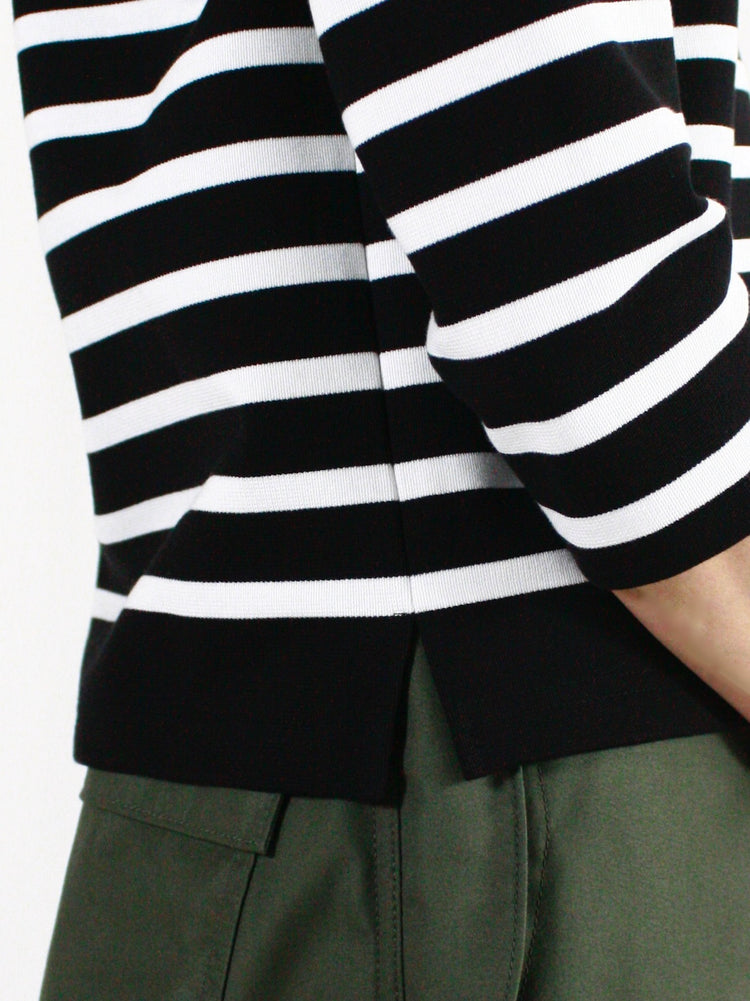 HYKE / BASQUE SHIRT / BLACK WHITE / 12402