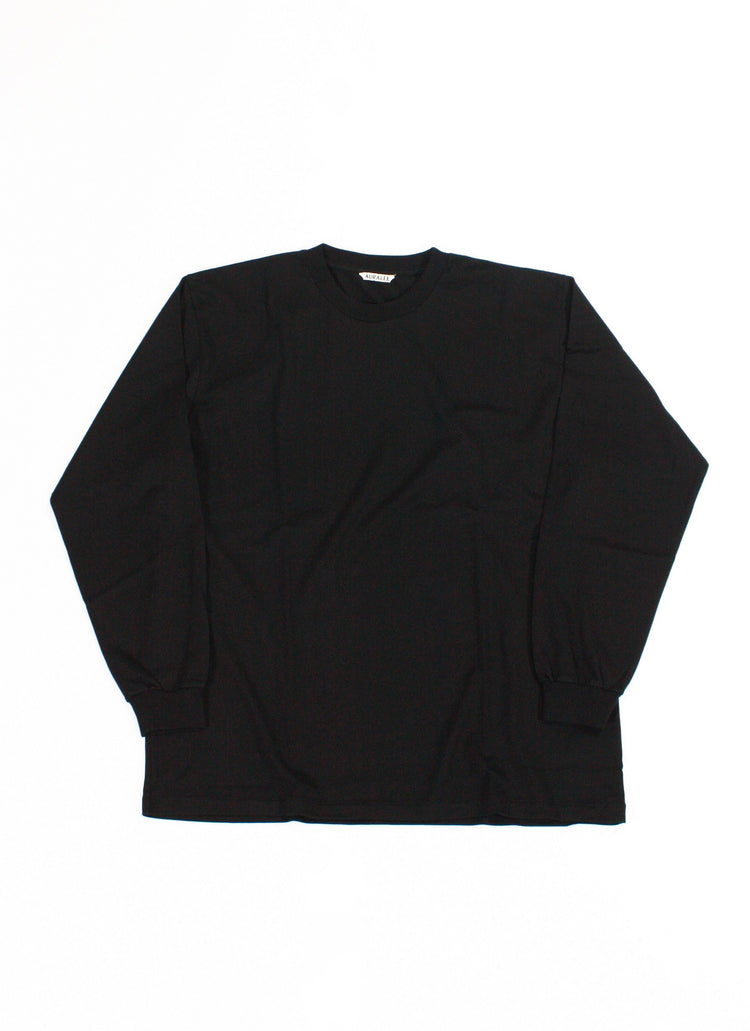 AURALEE / LUSTER PLAITING L/S TEE / BLACK /