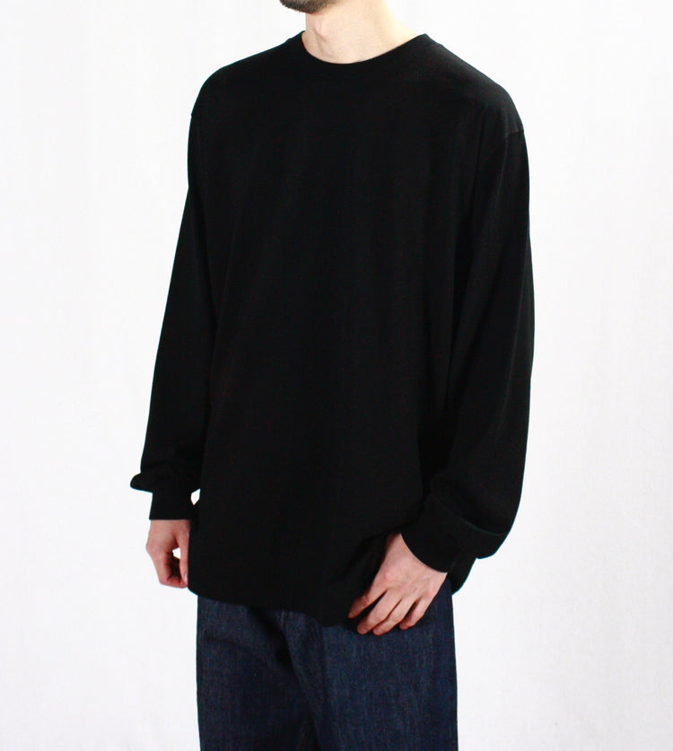 AURALEE / LUSTER PLAITING L/S TEE / BLACK /