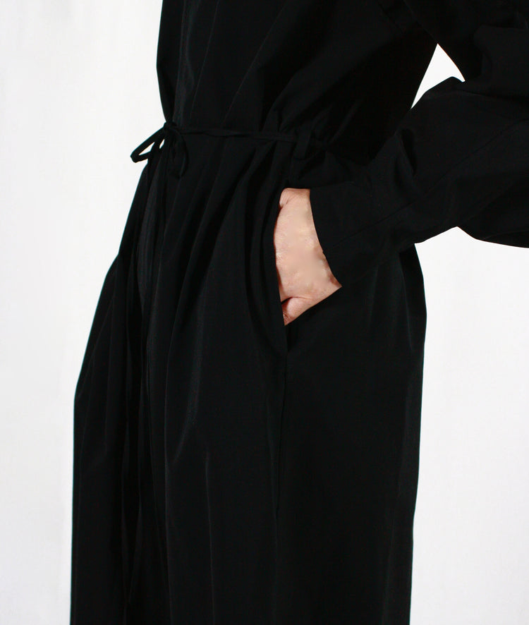 HYKE / TASLAN TWILL DRESS・BLACK・16219