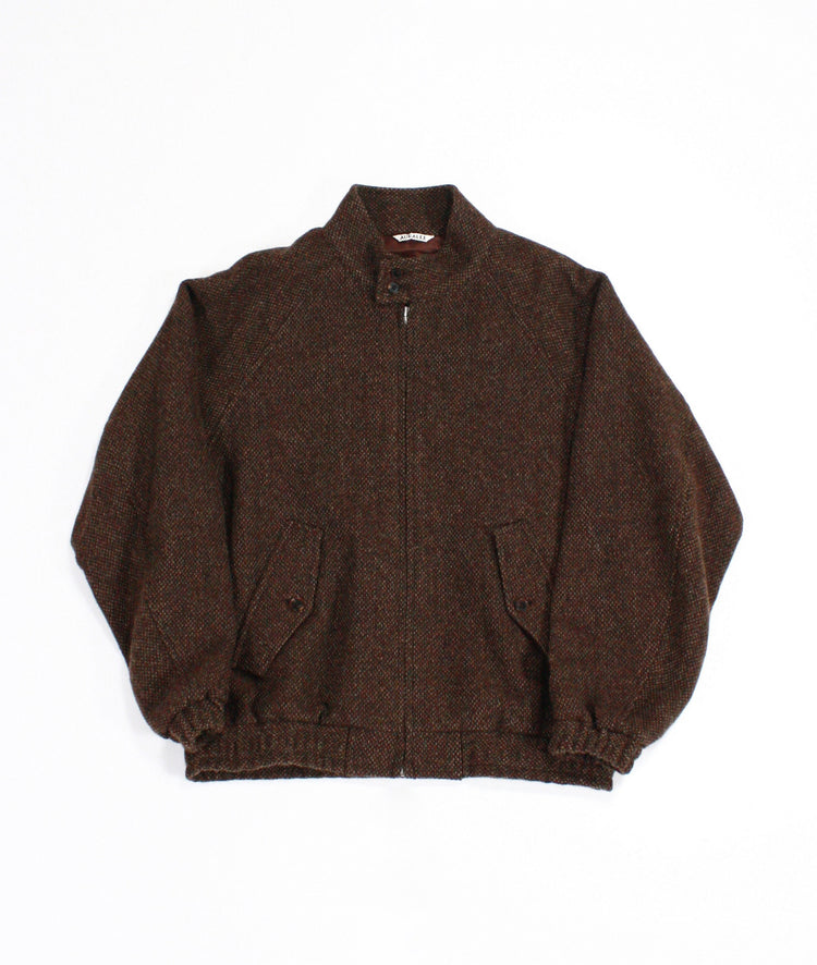 AURALEE / LAMA SHETLAND WOOL TWEED ZIP BLOUSON / BROWN TWEED