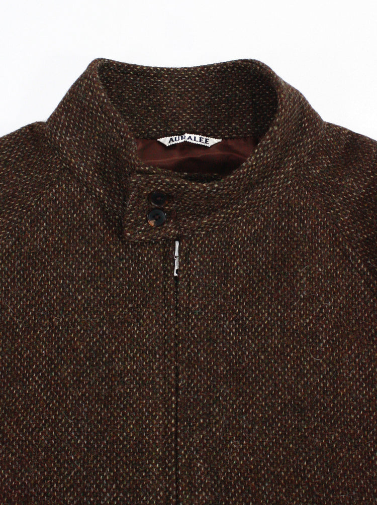 AURALEE / LAMA SHETLAND WOOL TWEED ZIP BLOUSON / BROWN TWEED