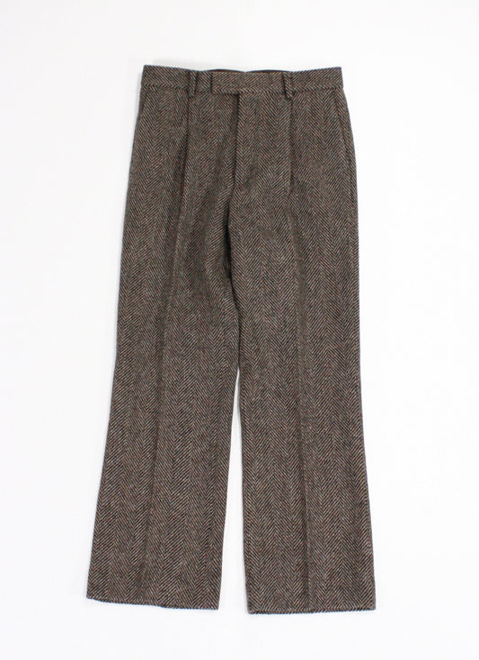 AURALEE / LAMA SHETLAND WOOL TWEED SLACKS / KHAKI TWEED