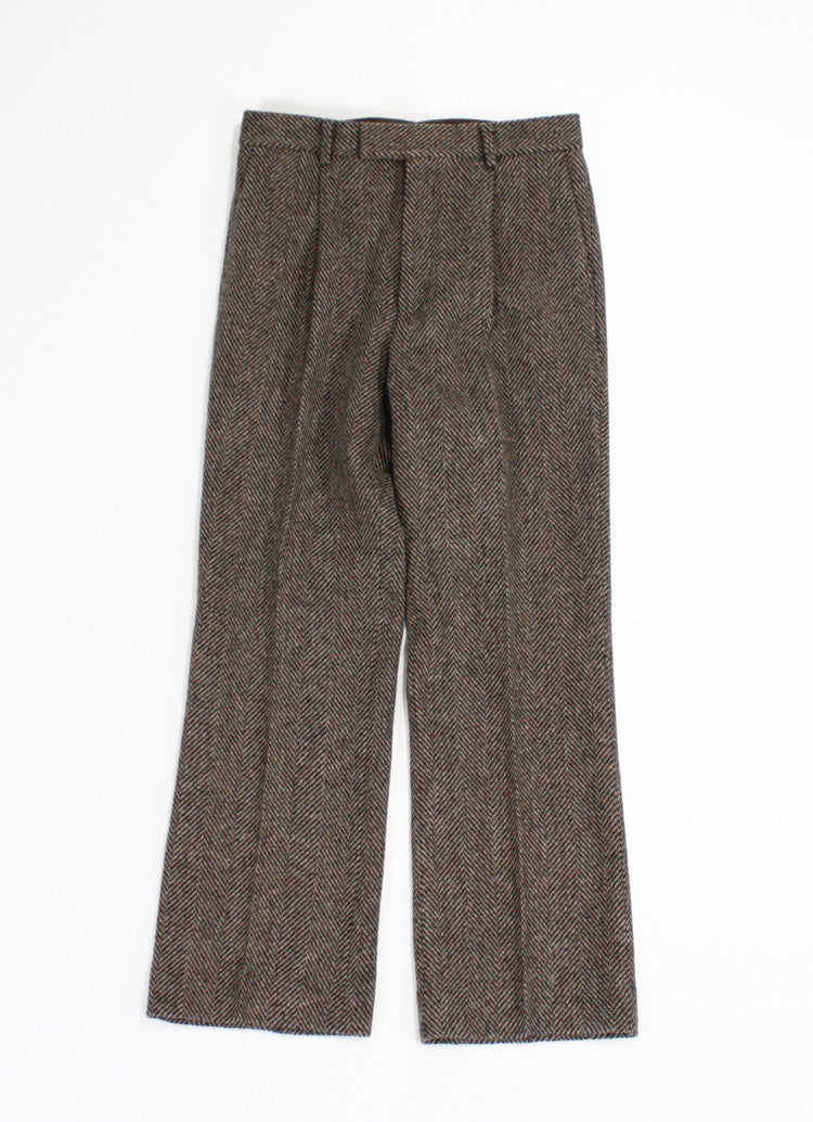 AURALEE / LAMA SHETLAND WOOL TWEED SLACKS / KHAKI TWEED