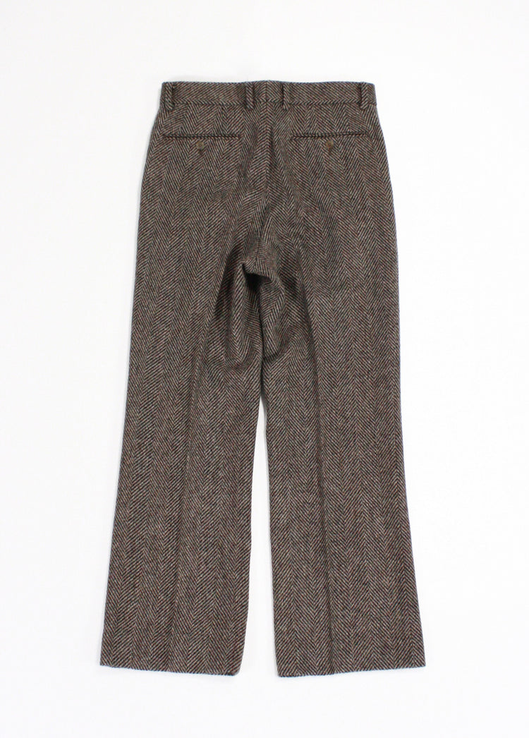 AURALEE / LAMA SHETLAND WOOL TWEED SLACKS / KHAKI TWEED