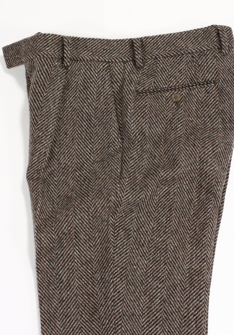 AURALEE / LAMA SHETLAND WOOL TWEED SLACKS / KHAKI TWEED