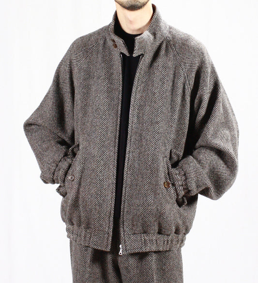 AURALEE / LAMA SHETLAND WOOL TWEED ZIP BLOUSON / KHAKI TWEED