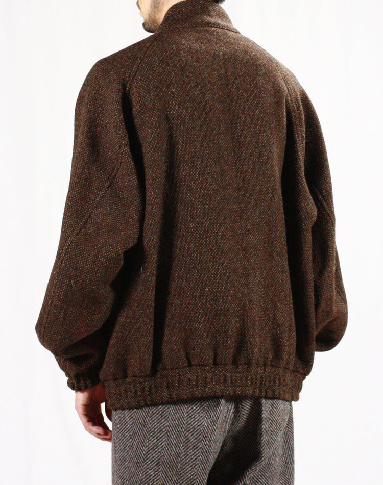 AURALEE / LAMA SHETLAND WOOL TWEED ZIP BLOUSON / BROWN TWEED