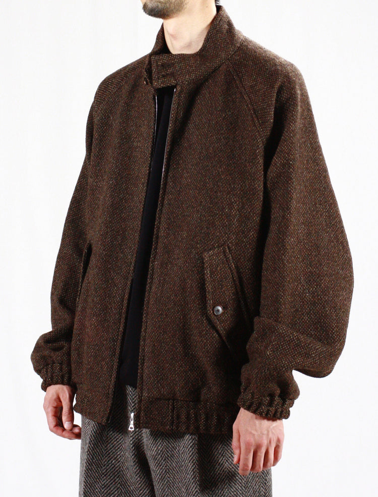 AURALEE / LAMA SHETLAND WOOL TWEED ZIP BLOUSON / BROWN TWEED