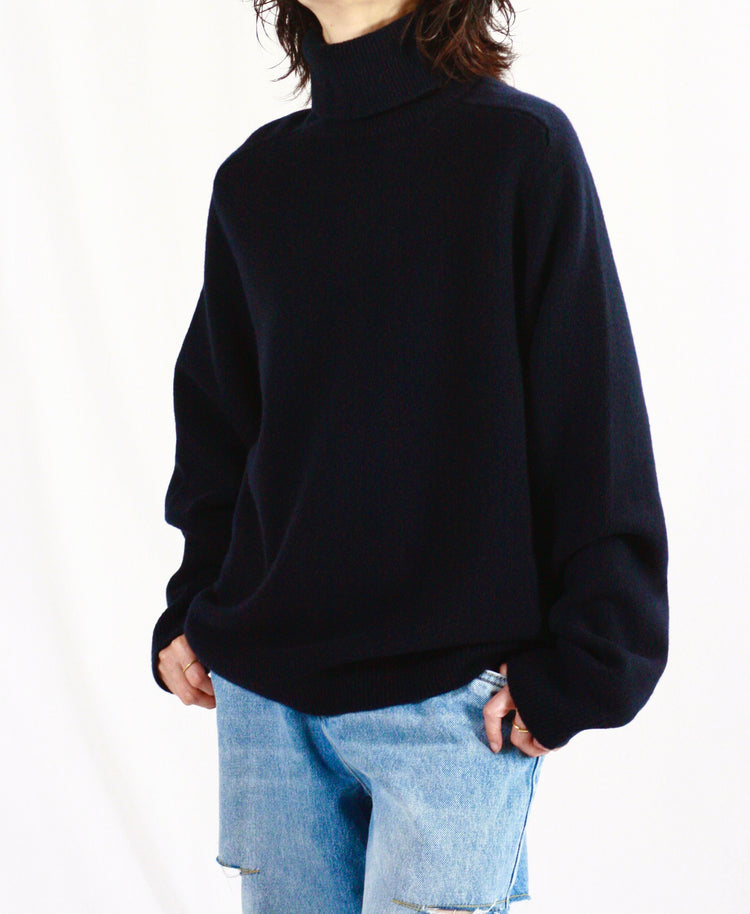 Maison Margiela / ウォッシュド ラムズウールロールネックセーター / ネイビー / S50HL0032M13058511